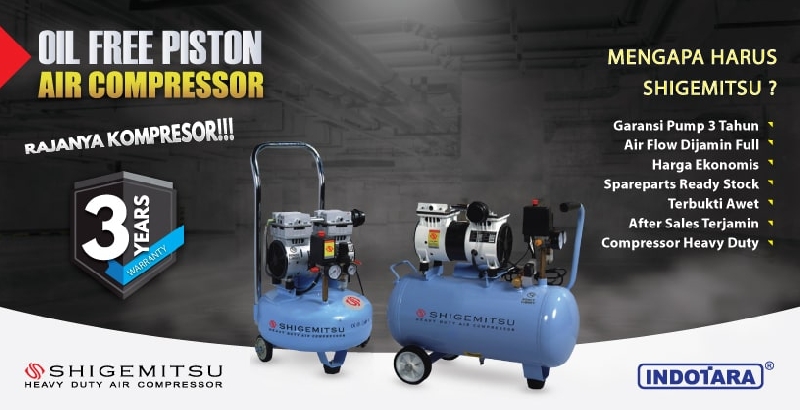 Garansi 3 Tahun Shigemitshu Oil Free Piston Air Compressor
